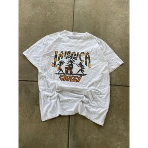 Vtg Island Style Jamaica Me Crazy Shirt Mens 3XL White Travel Graphic Tee Rasta